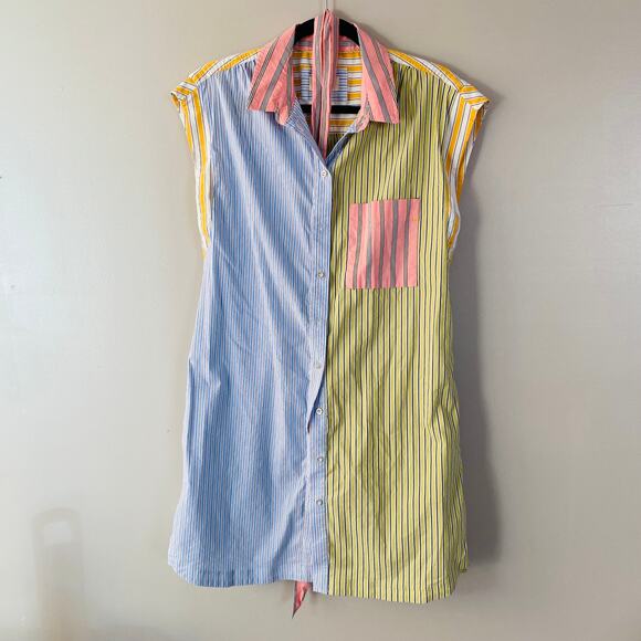 Anthropologie Maeve "Toni" multi color striped button down dress tunic (M) - Picture 3 of 10